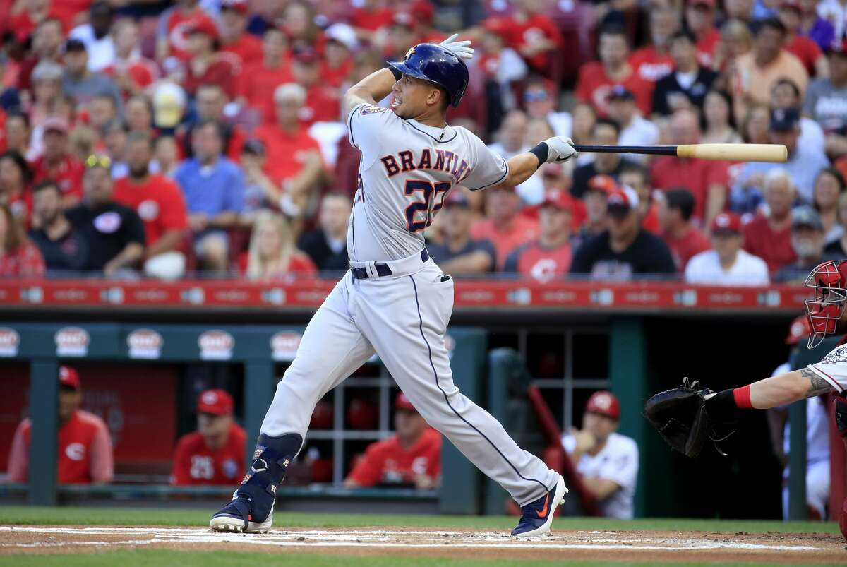 Michael Brantley had seven of the Astros' 20 hits during their three-game series sweep at the hands of the Reds.