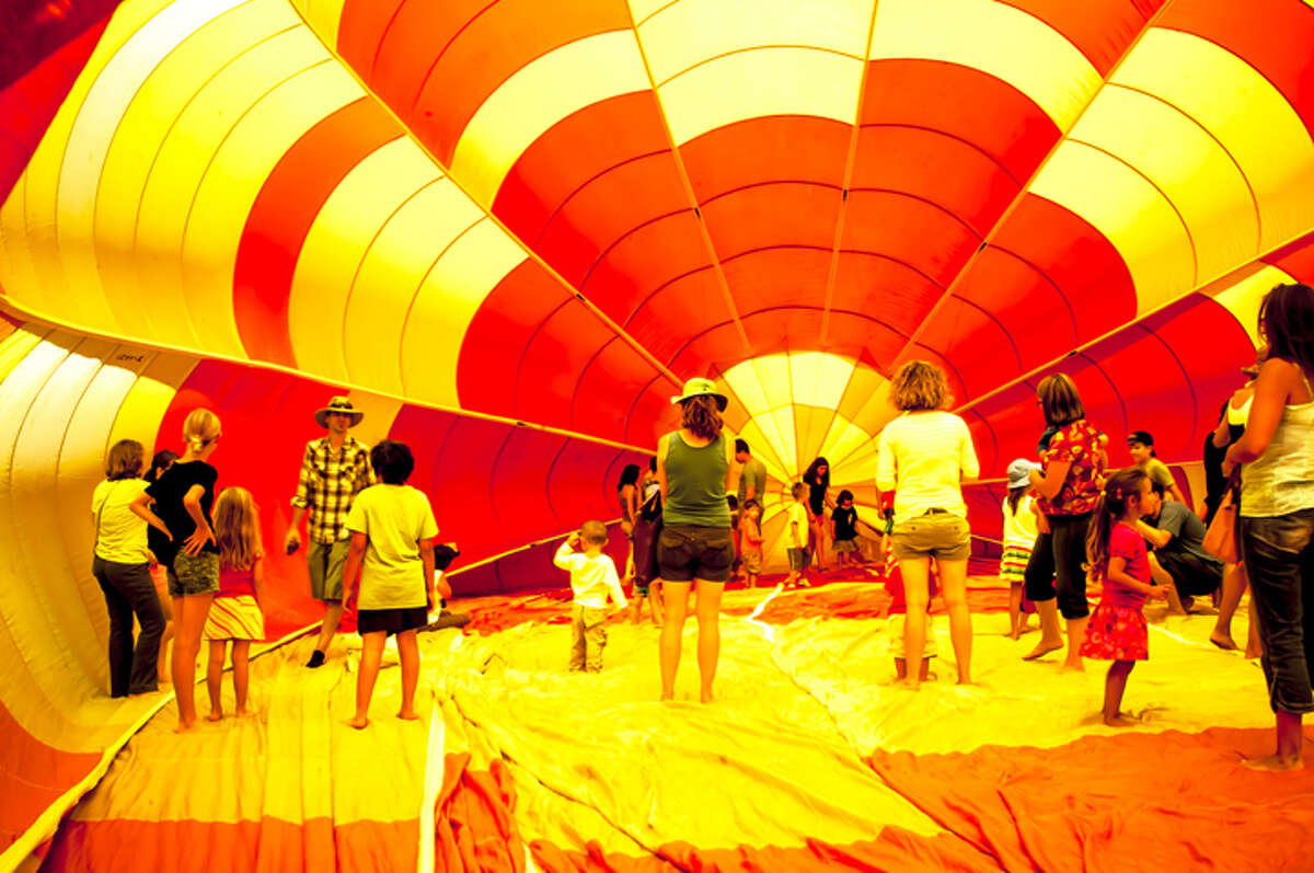 Visitors to the festival can go inside a semi-inflated balloon. (Publicity photo courtesy Saratoga Balloon & BBQ Festival.)