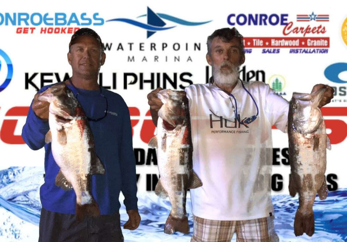 Kevin Mason and Bud Pruitt came in second in the CONROEBASS Tuesday Tournament with a stringer weight of 18.59 pounds.