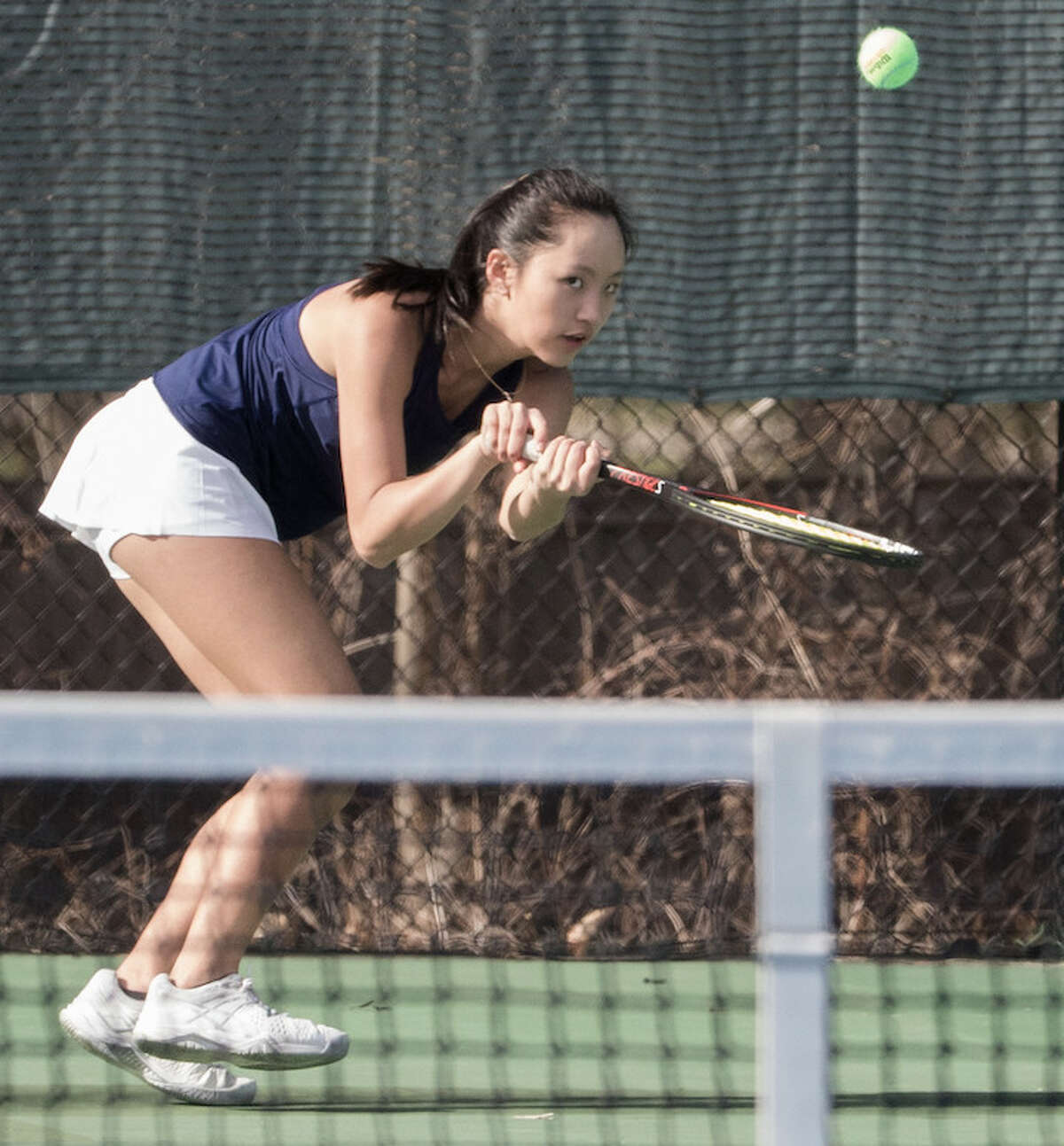 Sophomore Lilly Ma is dominant at No. 2. Courtesy Darien Athletic Foundation