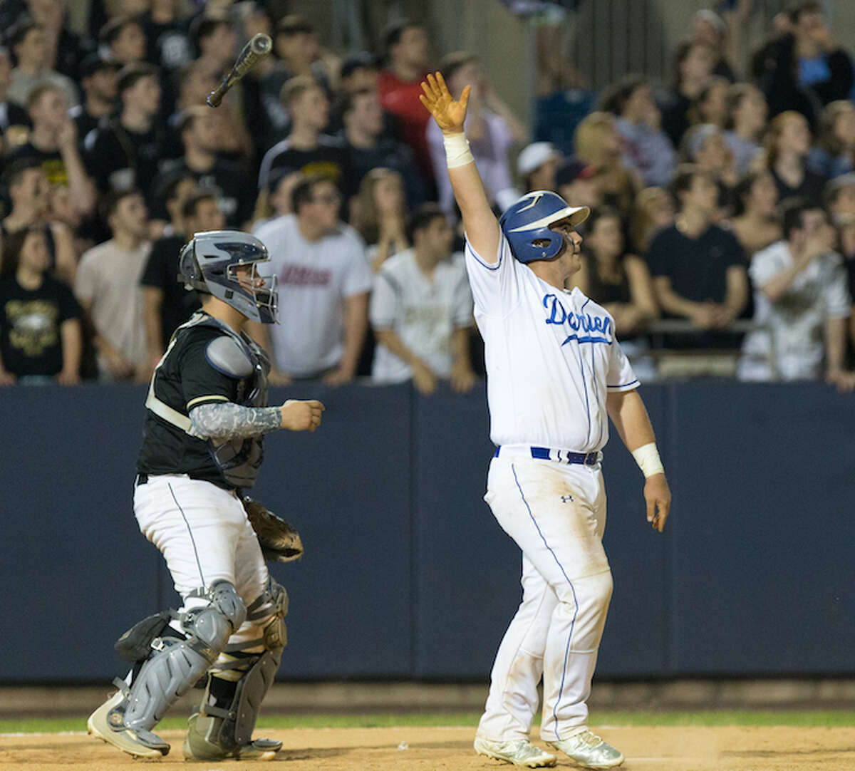 Sean O'Malley finishes it with a shot off the wall as Darien won its first league title since 1981 at Harbor Yard last spring. Courtesy Darien Athletic Foundation