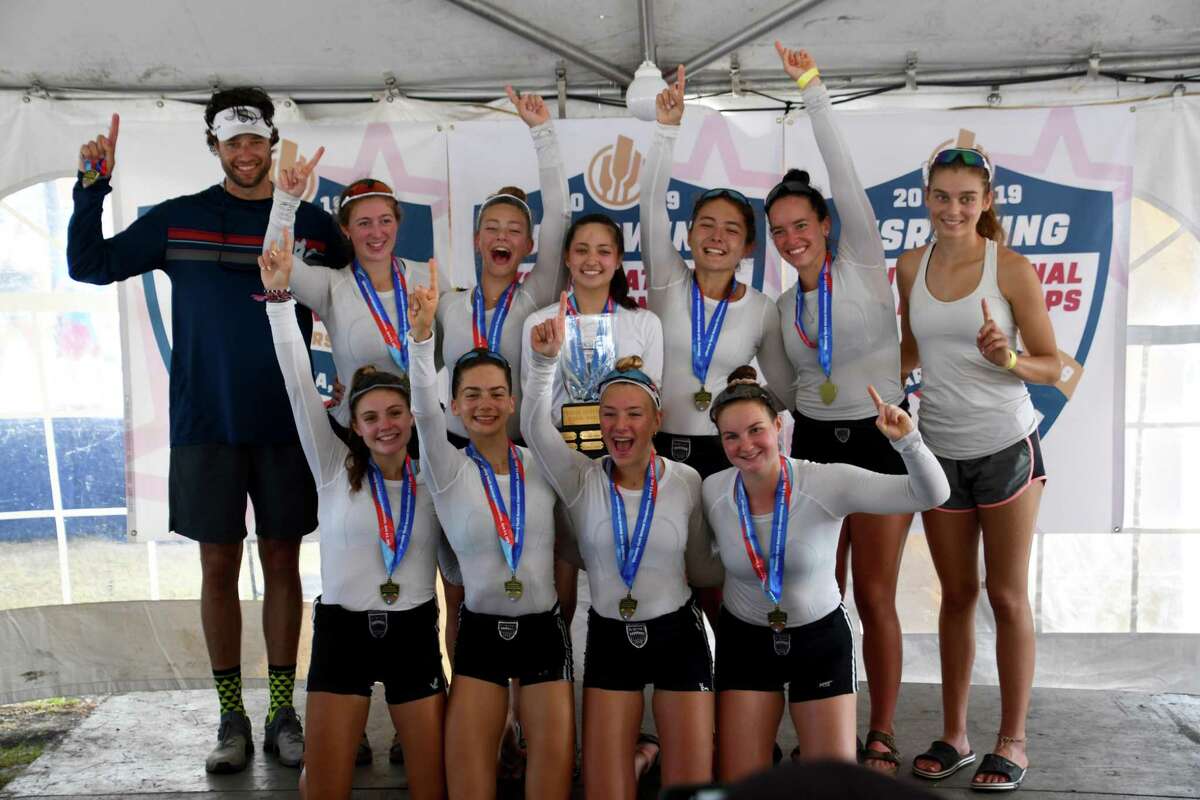 The Saugatuck Rowing Club won the national title for the girls 8+ boat at the 25th annual USRowing Youth National Championships earlier this month in Sarasota, Florida.