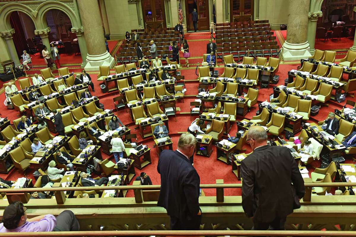 The New York State Assembly Chamber is mostly empty during a session recess at the Capitol on Thursday, June 20, 2019 in Albany, N.Y. (Lori Van Buren/Times Union)