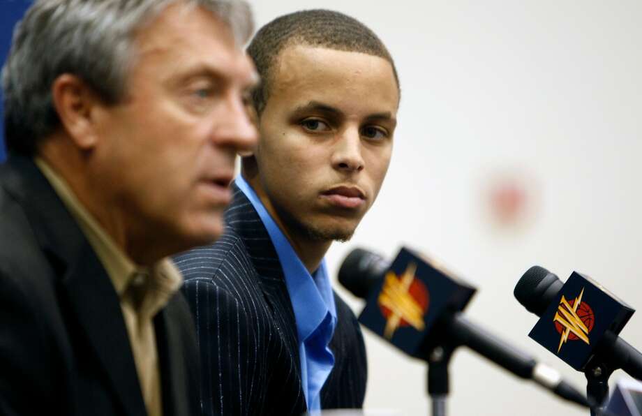 The Golden State Warriors introduced their first round draft pick, who was  picked 7th in the NBA draft, Stephen Curry to the fans and media Friday  June 26, 2009. (Lance Iversen/San Francisco