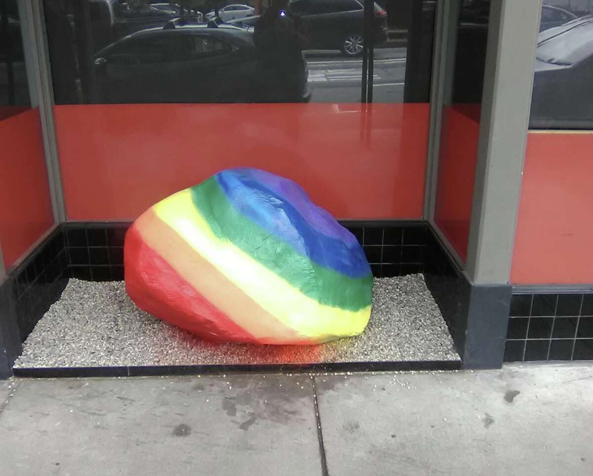 In a tweet that has since gone viral, a local journalist accused a Castro Japanese restaurant for posturing as inclusive while using anti-homeless architecture: a rock painted rainbow for LGBTQ Pride.
