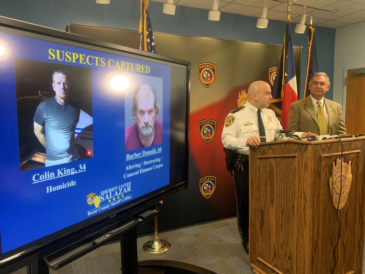 Bexar County Sheriff Javier Salazar and Bexar County District Attorney Joe Gonzales speak at a press conference regarding the missing remains of Shane Jean-Louis Bourret, 45, who was found buried in the backyard of a house in the 100 block of North San Felipe Avenue.