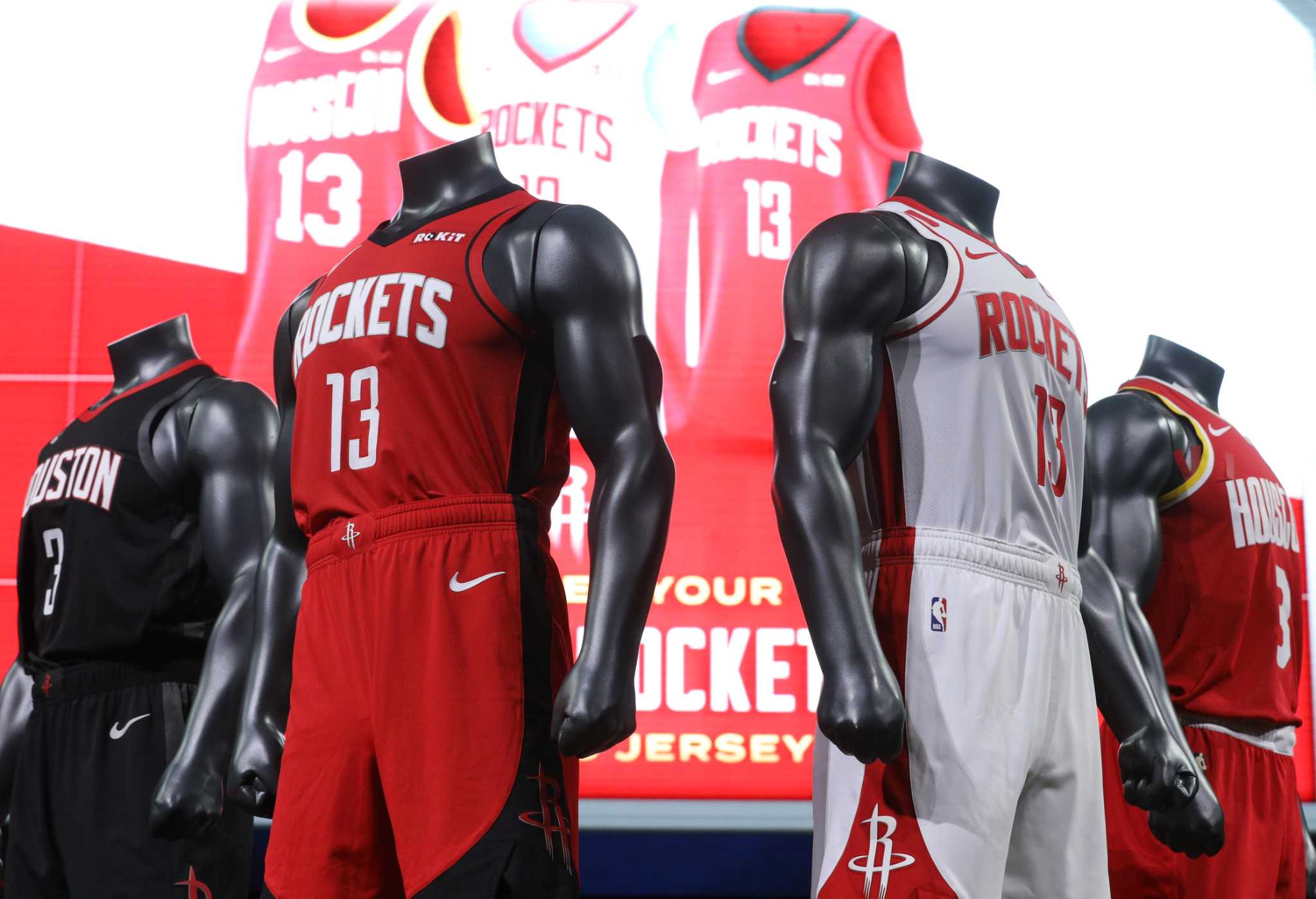 black and red rockets jersey