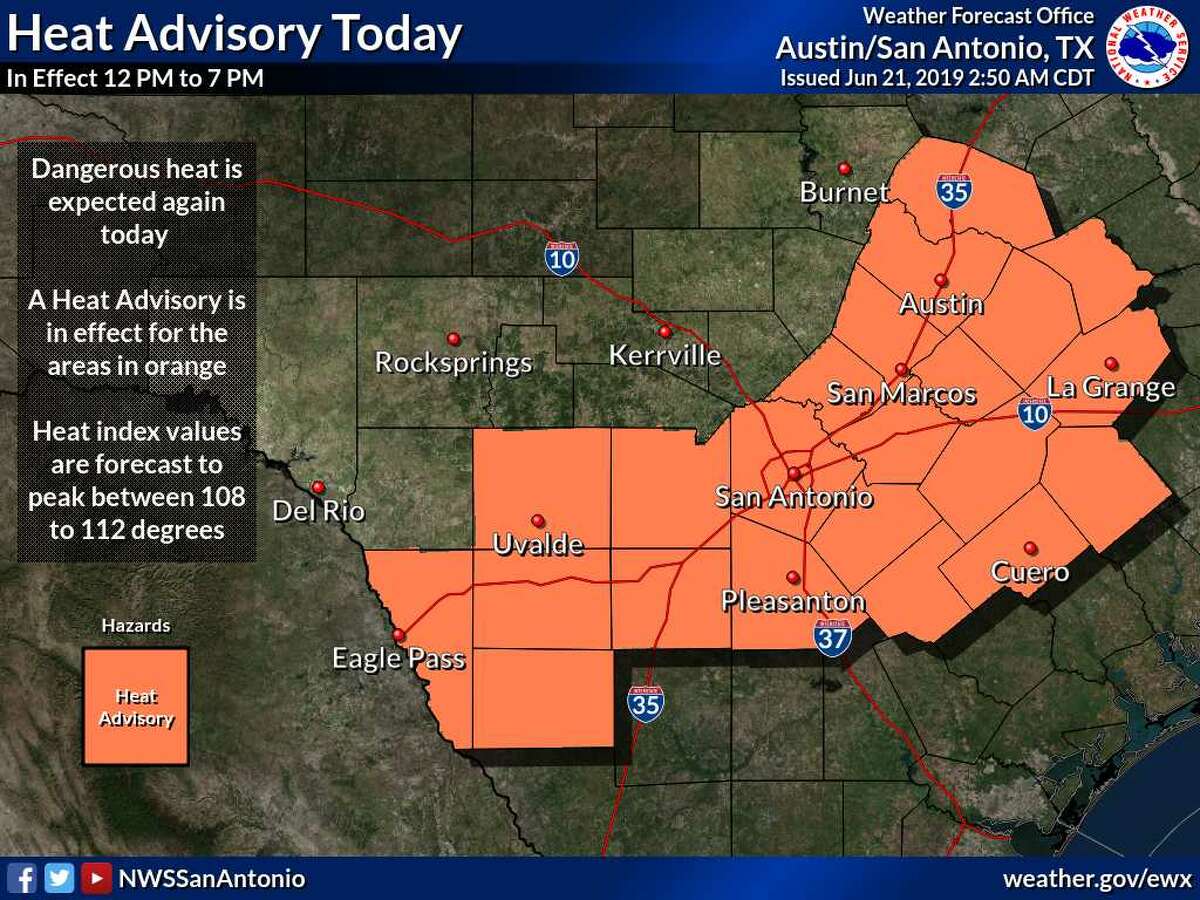 NWS Heat index may reach 112 degrees in San Antonio area