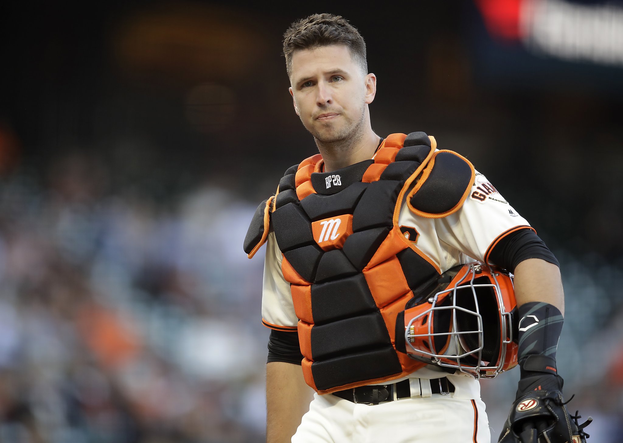 San Francisco Giants catcher Buster Posey without mask.