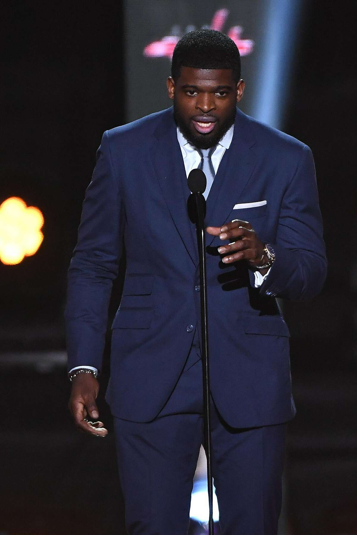 LAS VEGAS, NEVADA - JUNE 19: P. K. Subban of the Nashville Predators speaks during the 2019 NHL Awards at the Mandalay Bay Events Center on June 19, 2019 in Las Vegas, Nevada. (Photo by Ethan Miller/Getty Images)