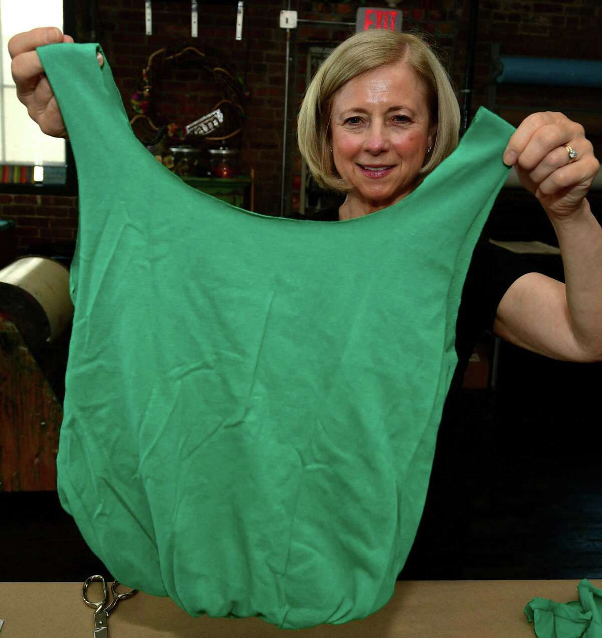 Skip the Plastic Norwalk founder Betty Ball and Junior Art and Music host a workshop, DIY T-Shirt Tote Bag, to make reusable bags out of t-shirts Saturday, June 22, 2019, at the JAM studios in Liberty Square in Norwalk, Conn.