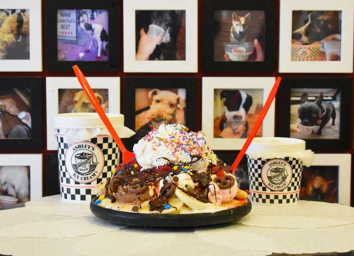 Yale University Properties is holding an anniversary celebration in honor of Ashley’s Ice Cream. (This is the Downside Watson - seven scoops of homemade ice cream, placed on top of 2 split bananas, topped up to nine toppings and served in an upside down Frisbee - which Forbes included on a list of the most over-the-top sundaes in the U.S.