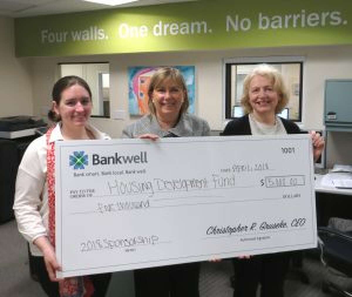 Bankwell, which has two locations in New Canaan recently gave to the Housing Development Fund.