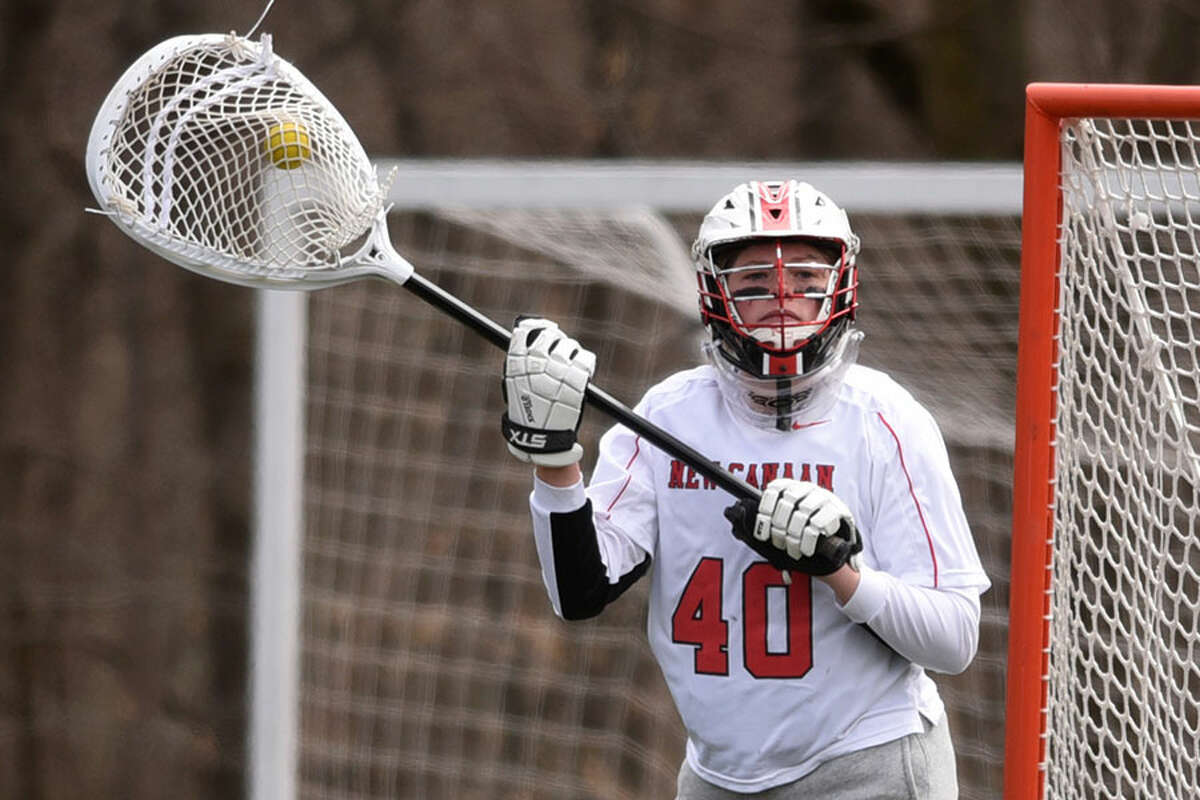 New Canaan’s Caroline O’Dea made six saves to help the Rams defeat the Ridgefield Tigers, 7-6, on Tuesday at Dunning Field. — Dave Stewart photo
