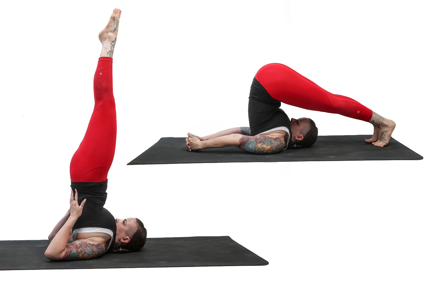 Plow pose yoga workout halasana man doing Vector Image