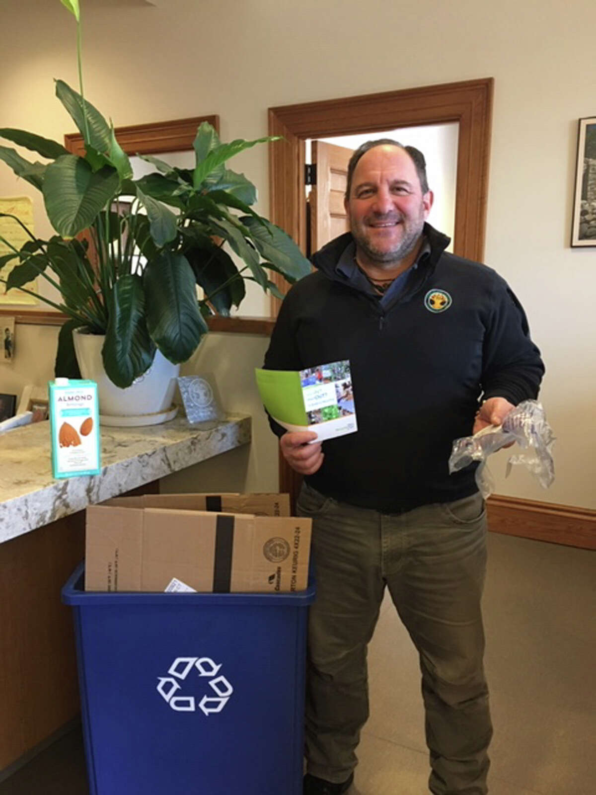 Tiger Mann, New Canaan's director of Public Works presented Recycling 101: What's In, What's Out, and Why, in April, 2019, at the New Canaan Library. Contributed photo