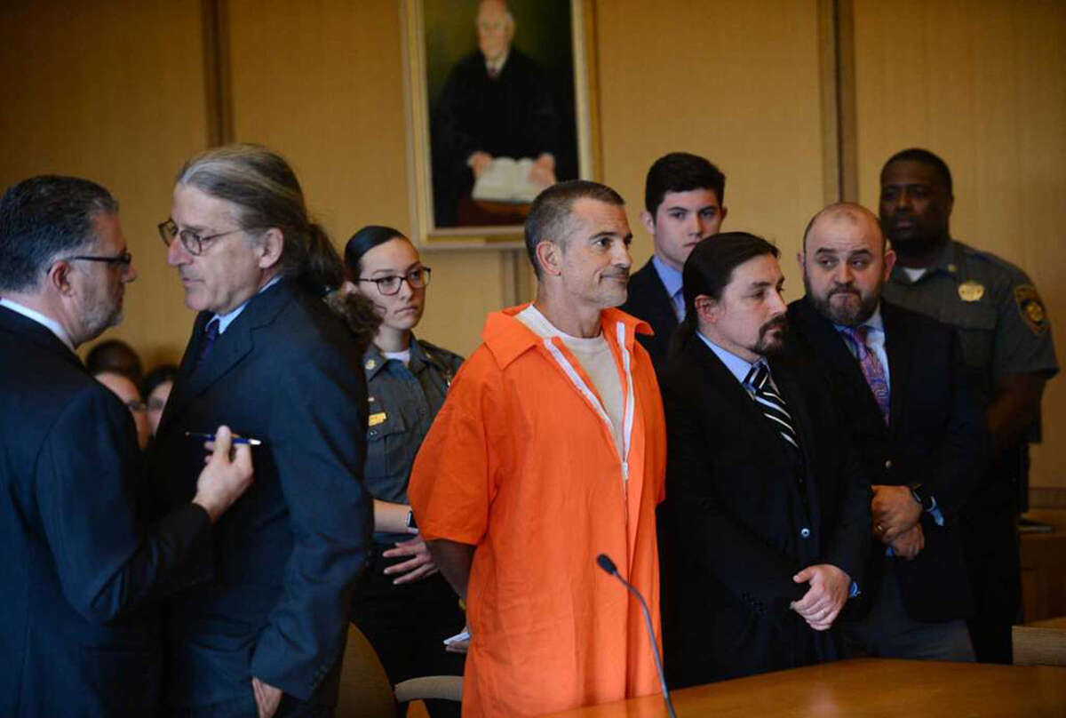 Fotis Dulos and his legal team including Norm Pattis, left, appeal bond in his appearance for tampering with evidence and hindering the investigation into the disappearance of his wife Jennifer Dulos at Stamford Superior Court Tuesday, June 11, 2019 in Stamford, Conn. Photo: Erik Trautmann / Hearst Connecticut Media