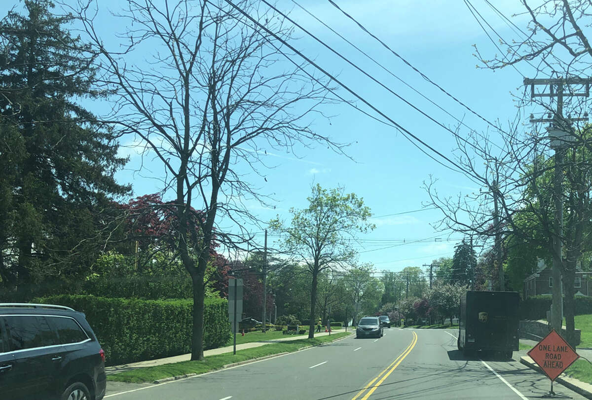 The gas expansion construction project continues in New Canaan this week. Pictured is work being done for the project on Tuesday, May, 7, 2019 on Maple Street as seen from traffic on South Avenue. Contributed photo