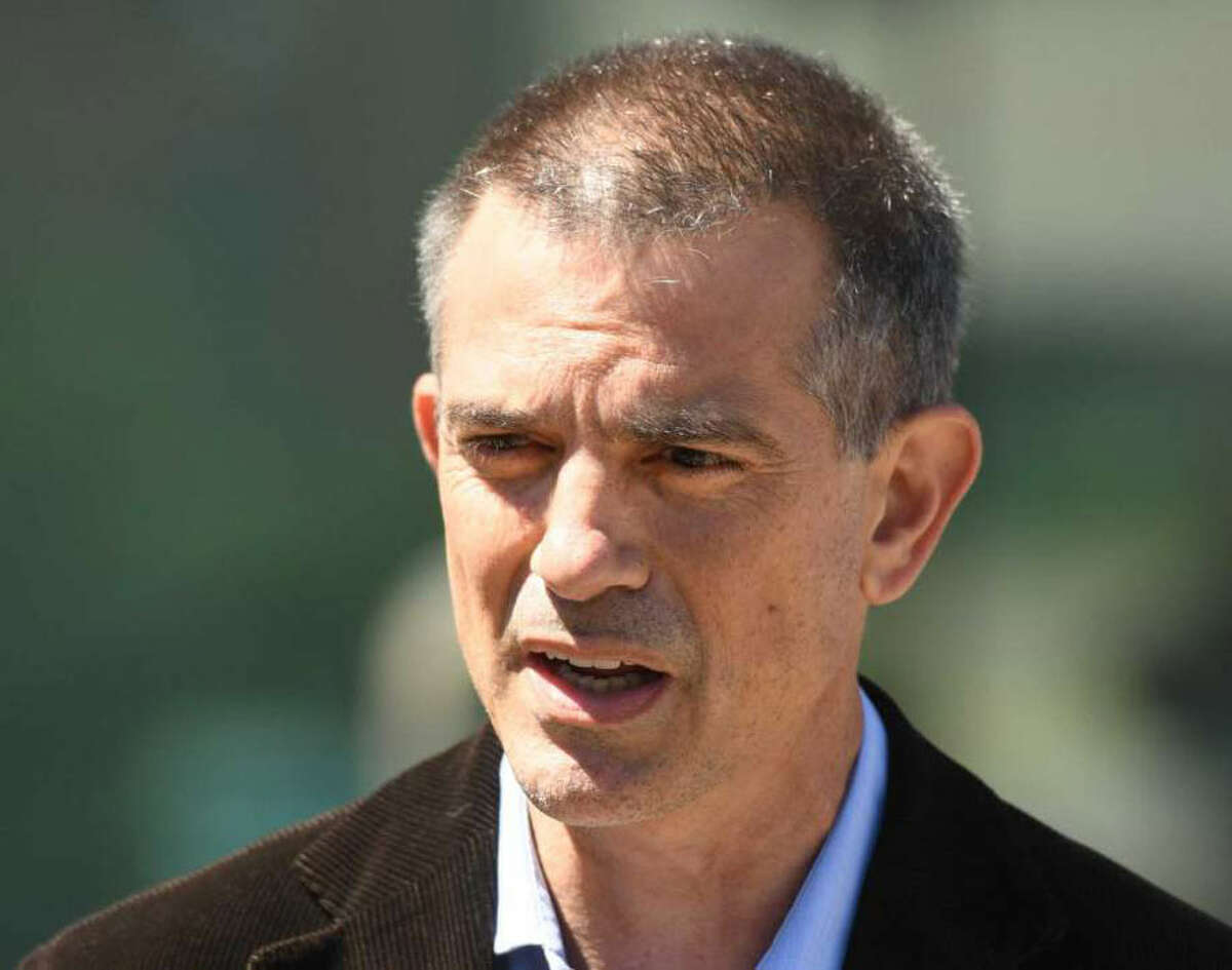 Fotis Dulos speaks after making an appearance at Connecticut Superior Court in Stamford, Conn. Wednesday, June 26, 2019. Fotis Dulos appeared with his attornies, Norm Pattis and Rich Rochlin, for a hearing Wednesday on motion by a divorce attorney for Jennifer Dulos to have Fotis Dulos and his attorneys held in contempt and for the court to impose sanctions for violating a judge’s order that sealed a custody and psychological evaluation conducted on the Dulos family. Photo: Tyler Sizemore / Hearst Connecticut Media