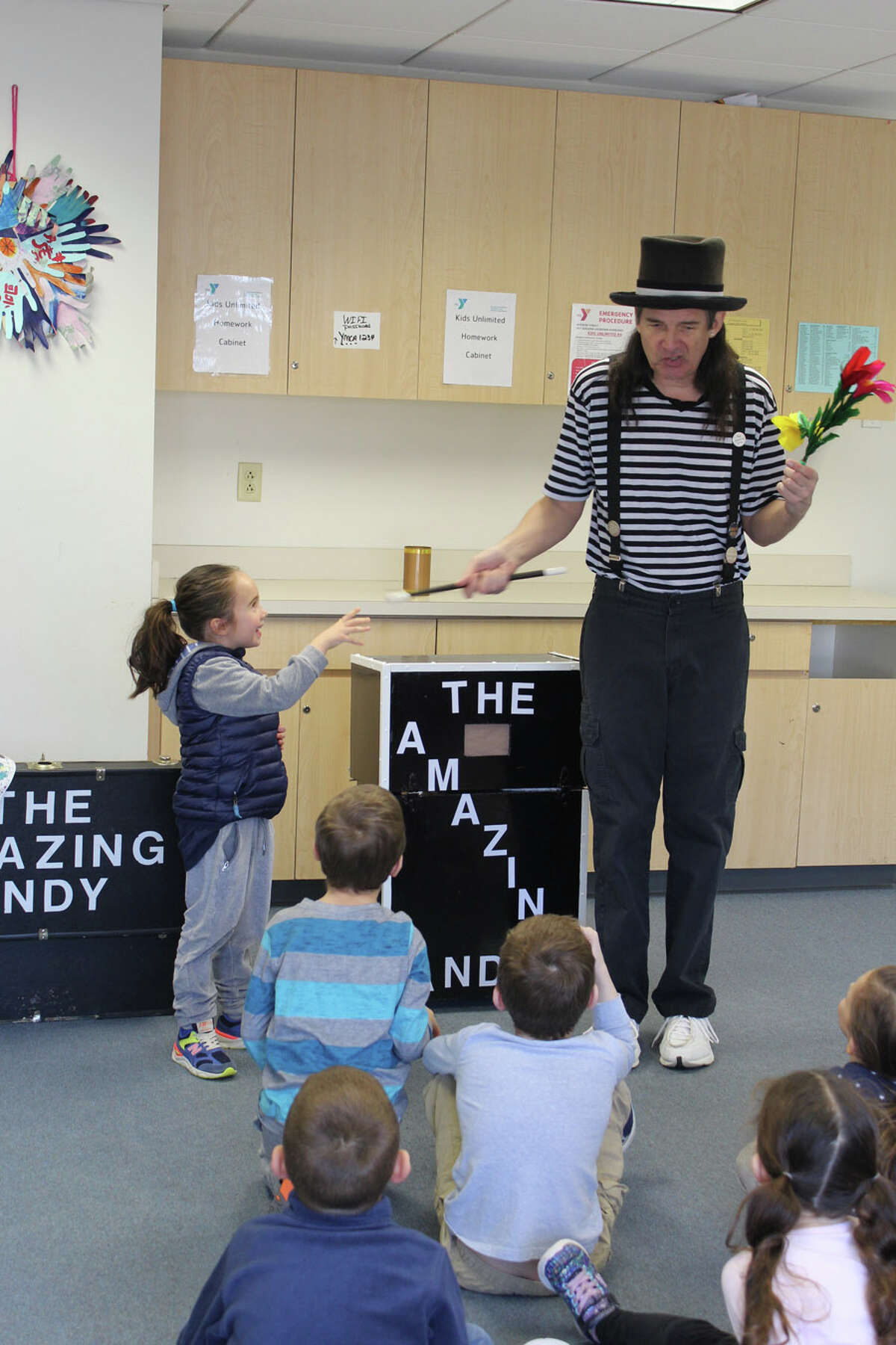Vacation Camp at the New Canaan YMCA was well attended by school children who enjoyed fun activities including a visit from The Amazing Andy and his furry friend, Silly Willy the rabbit, to do magic tricks.