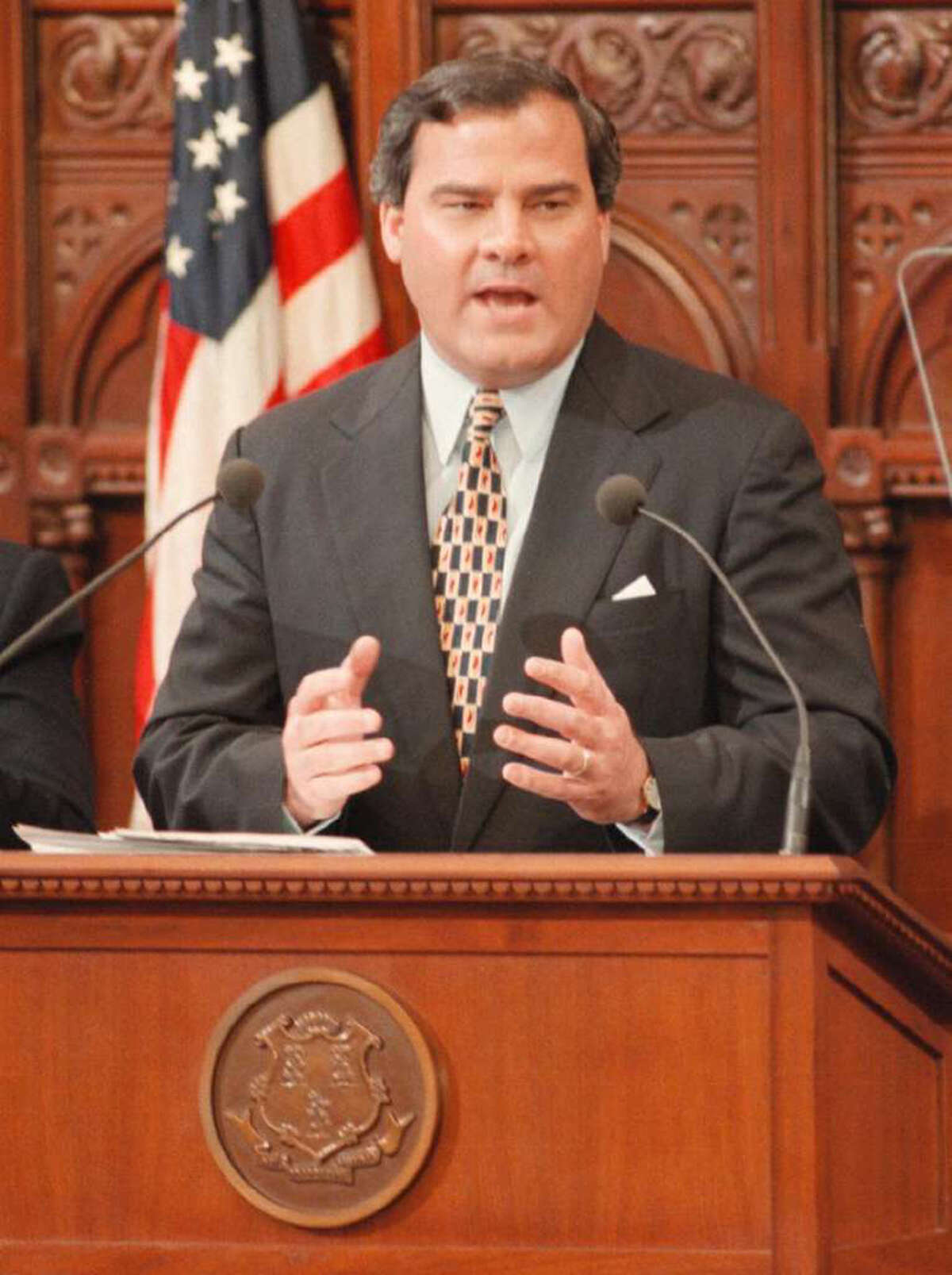 File 01/08/97: Governor John Rowland delivers his State of the State address to members of the state Legislators. Photo: File Photo/Erik Trautmann / File Photo