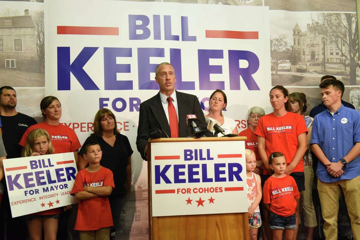Bill Keeler give a victory speech in the primary race for Cohoes Mayor on Tuesday June 25, 2019 in Cohoes, N.Y. (Lori Van Buren/Times Union)