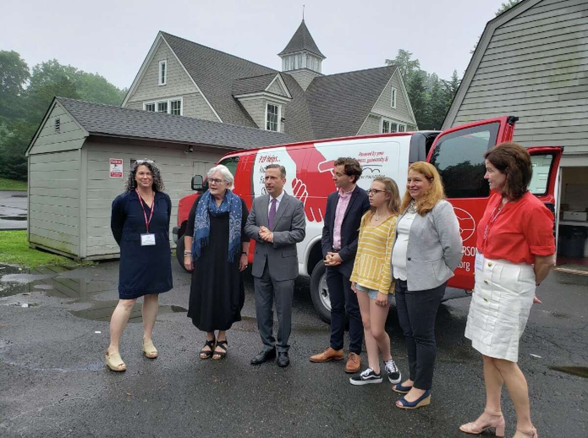 State Senate Majority Leader Bob Duff, State Rep. Lucy Dathan, State Sen. Will Haskell, along with Person-to Person Executive Director Ceci Maher, and others - Sandra Diamond Fox photo