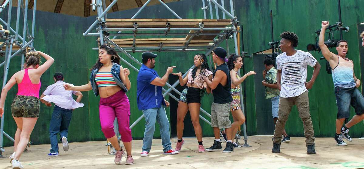 The cast of "In the Heights" by Playhouse Stage Company rehearses prior to the opening of show in summer 2019. For the first time in 32 years, in 2020 there will not be a live musical performed at the Washington Park amphitheater in Albany. (Jim Franco/Special to the Times Union.)