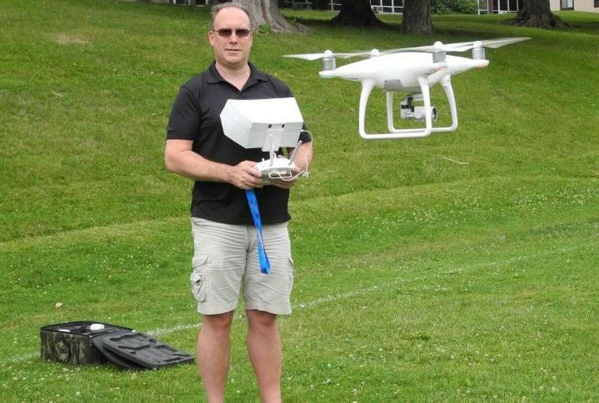 Ridgefield resident Sean McEvoy flies his drone. - Bryan Haeffele photo