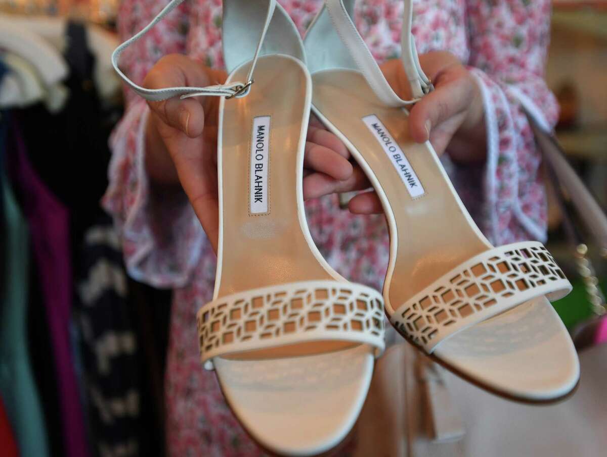 Consigned Manolo Blahnik designer shoes at the label Exchange at 1700 Post Road in Fairfield on Wednesday, June 26, 2019.
