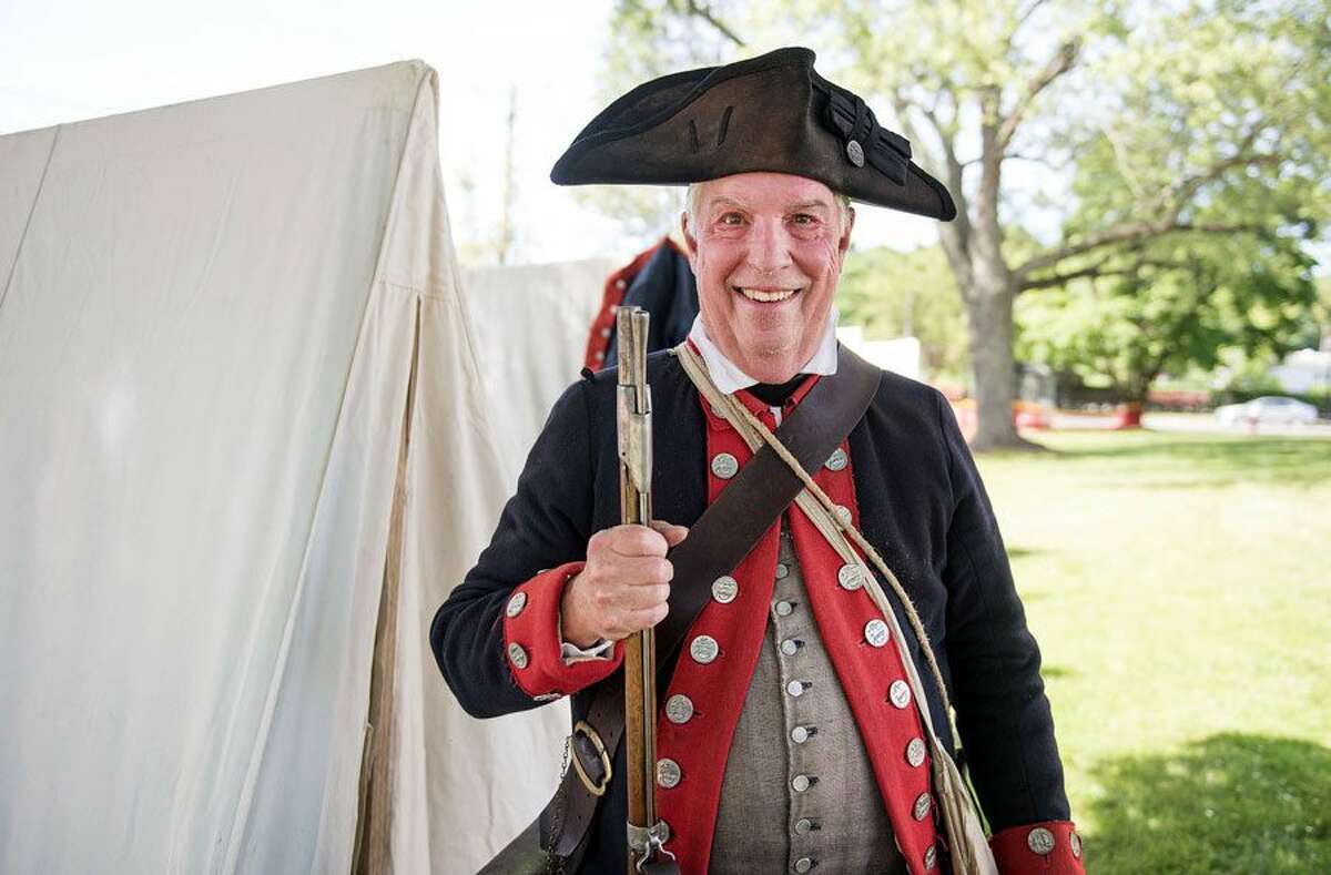 Roger Smith of Wilton, a reenactor, appeared in Colonial military garb at Living History Day in Bethel. — Bryan Haeffele/Hearst Connecticut Media photo