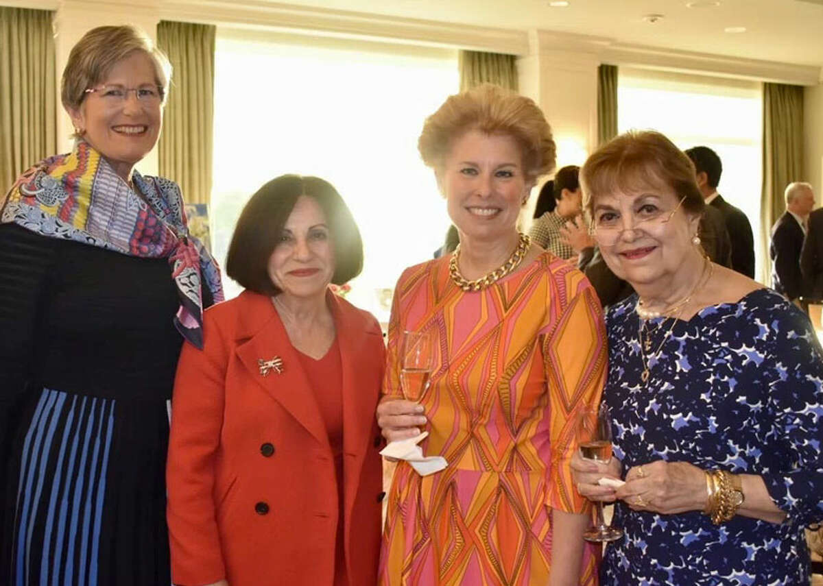 At the Wilton Republican Town Committee's Lincoln Dinner on May 18, 2019, honoree Toni Boucher, second left, is joined by Debbie Anderson, left, Carol Platt Liebau and Pat Longo.