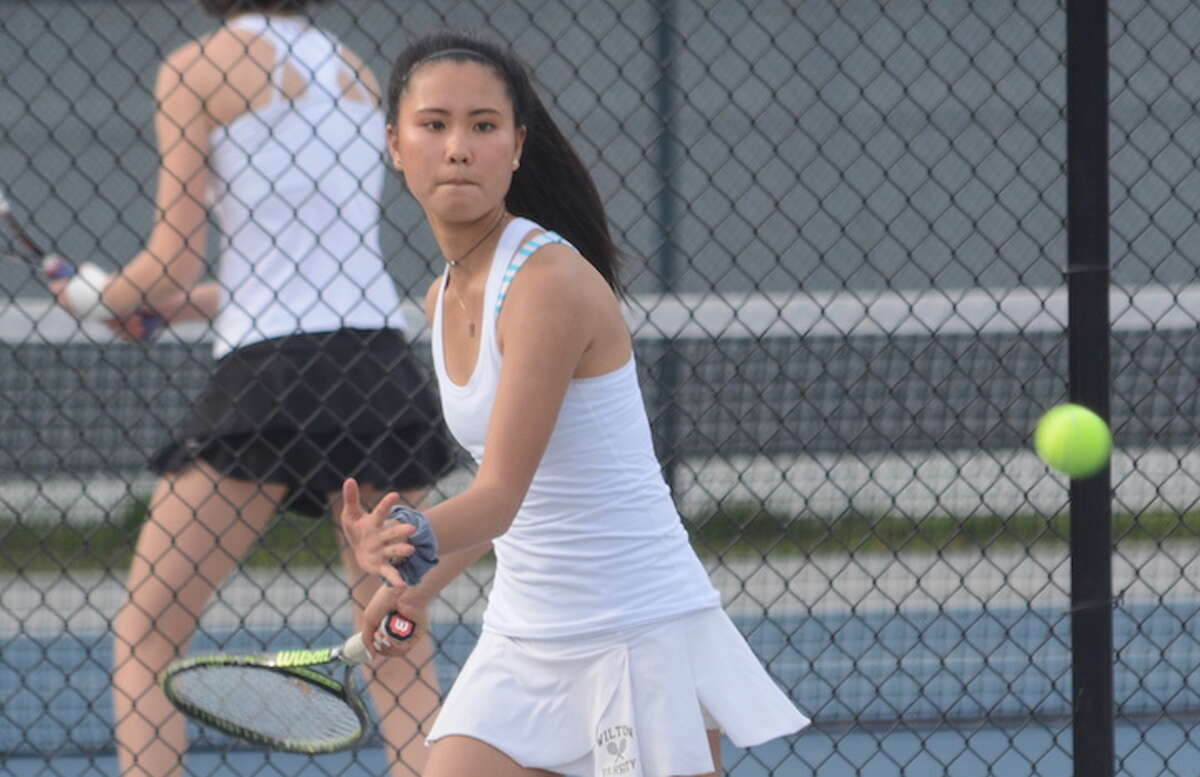 Arden Lee and the Wilton High girls tennis team will play Darien in the FCIAC semifinals Thursday. — Andy Hutchison photo