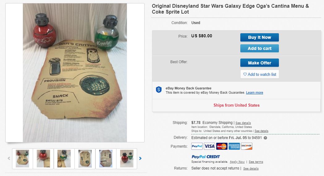 Guests are already reselling Star Wars Galaxy s Edge stuff on eBay