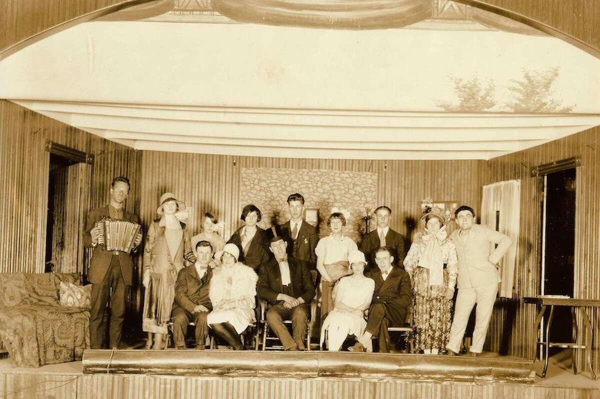 The play "Arrival of Miss Kitty" was performed on the stage at the Cannon Grange in 1927. Wilton Library photo