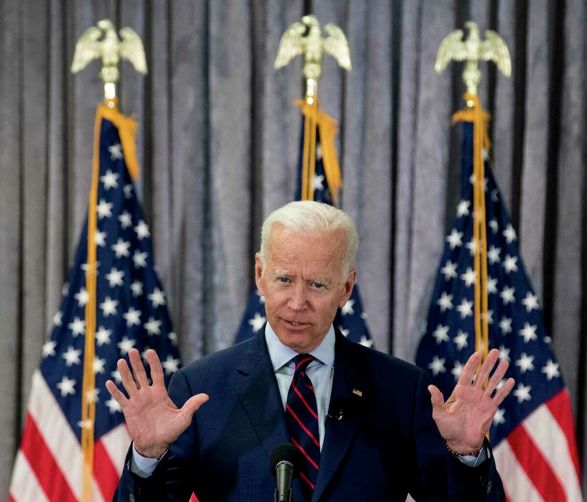 Former Vice President Joe Biden, a 2020 Democratic presidential hopeful, speaks during a town all meeting with a group of educators from the American Federation of Teachers on Tuesday, May 28, 2019, in Houston.