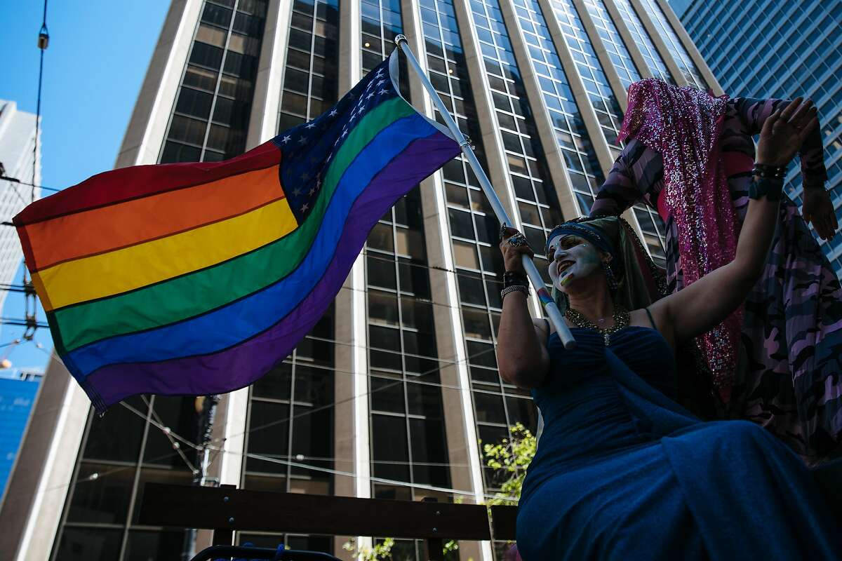 Thousands gather to watch the San Francisco Pride Parade in San Francisco, Calif., on Sunday, June 24, 2018.