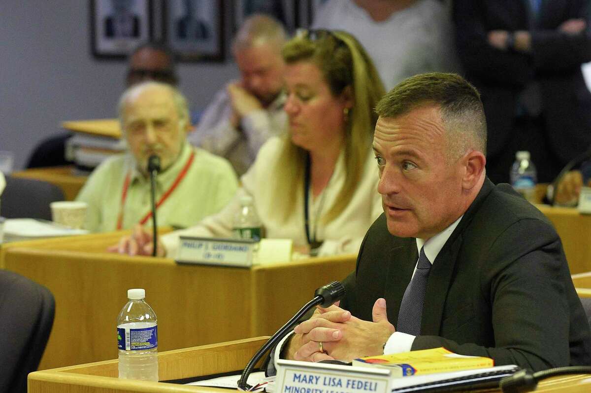 Chris Murtha faced a line of questions by Stamford's Representatives on the cities Appointment Committee before hundreds of residents packed in the Legislative Chambers of the Government Center on June 22, 2019, in Stamford, Connecticut, as he was hoping to become Stamford’s next police chief.