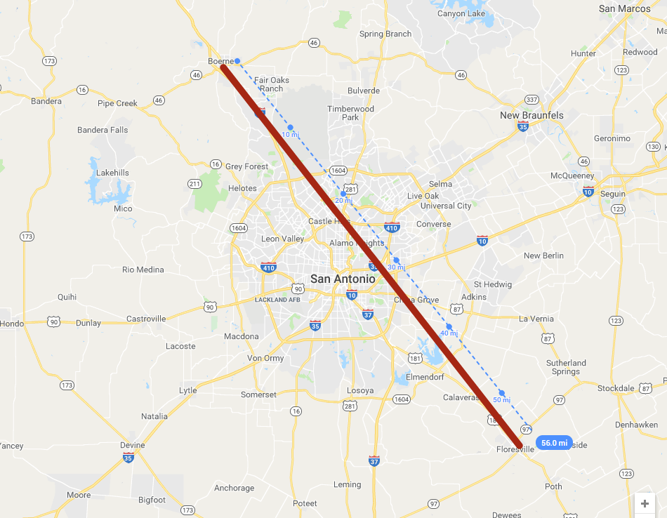 A drive across San Antonio could take you across these states, countries