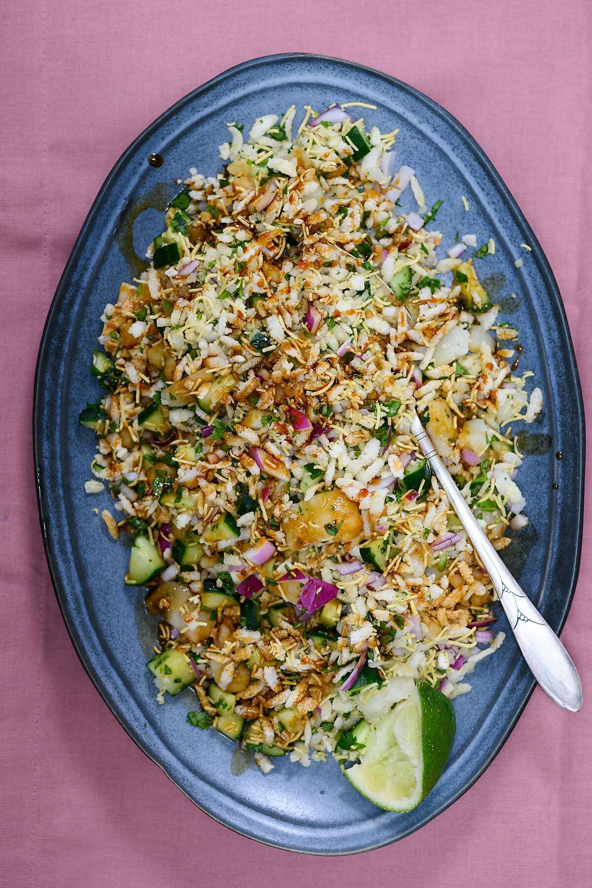 Puffed Rice Salad with Date Syrup & Lime Dressing