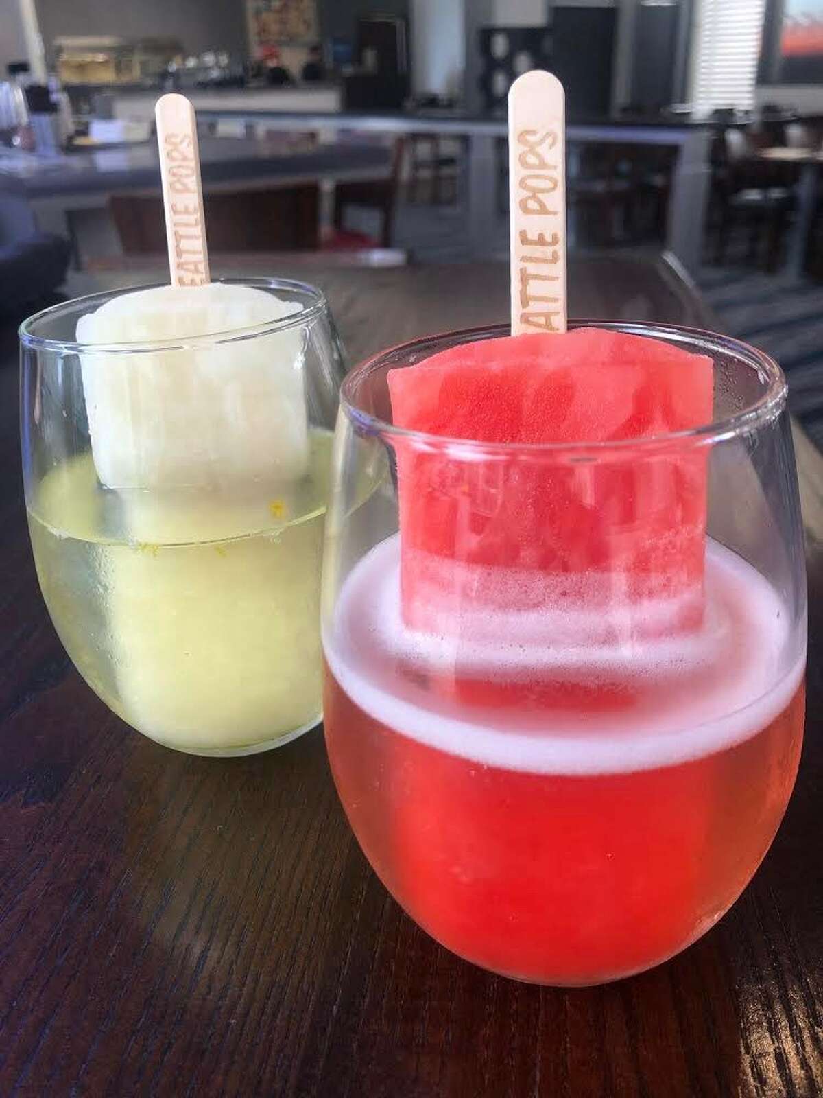 Atop the Motif hotel in downtown Seattle, we welcome these red, white, and boozy prosecco pops with open arms. With a rooftop view to pair, Frolik is stepping up its cocktail game alongside the original beloved Seattle Pops, plopped into a glass of bubbly.