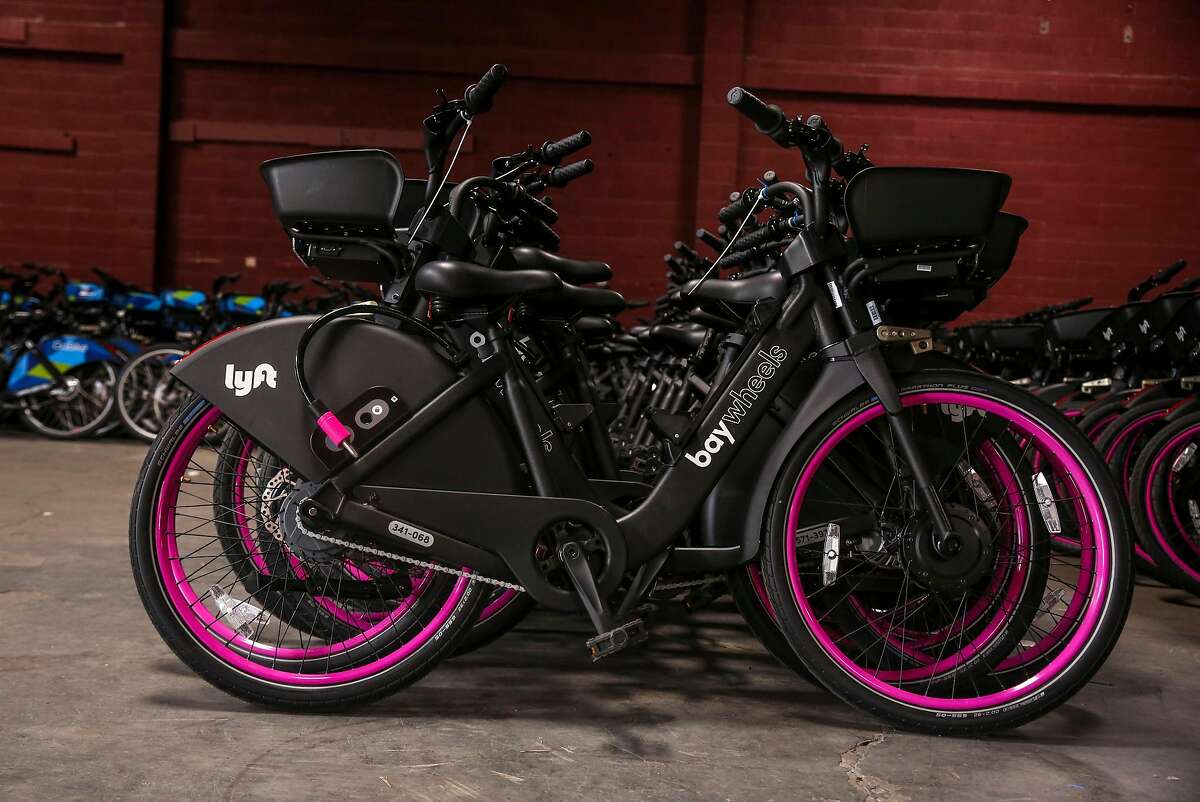 Brand new stationless Lyft electric bikes sit inside Lyft�s warehouse in Dogpatch Thursday, June 27, 2019, in Morgan Hill, Calif. Lyft is wrangling with with San Francisco Municipal Transportation Agency in court and as they work through a contract dispute, docks for the new electric bikes are empty while Lyft�s new electric bikes sit in a warehouse yet to be used.
