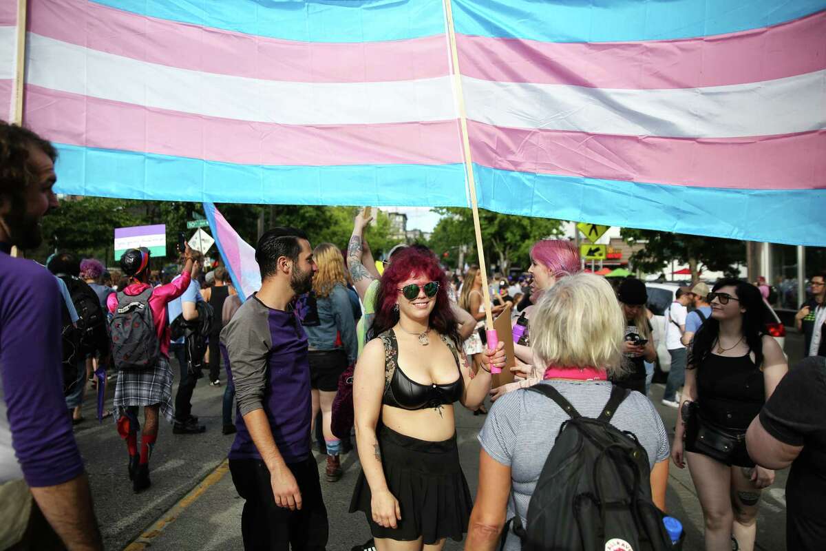 Scenes from the TransPride march and rally at Cal Anderson Park, Friday, June 28, 2019.
