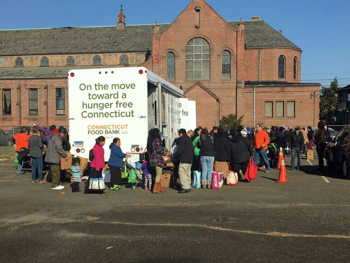 A Connecticut Food Bank mobile food pantry in Bridgeport.