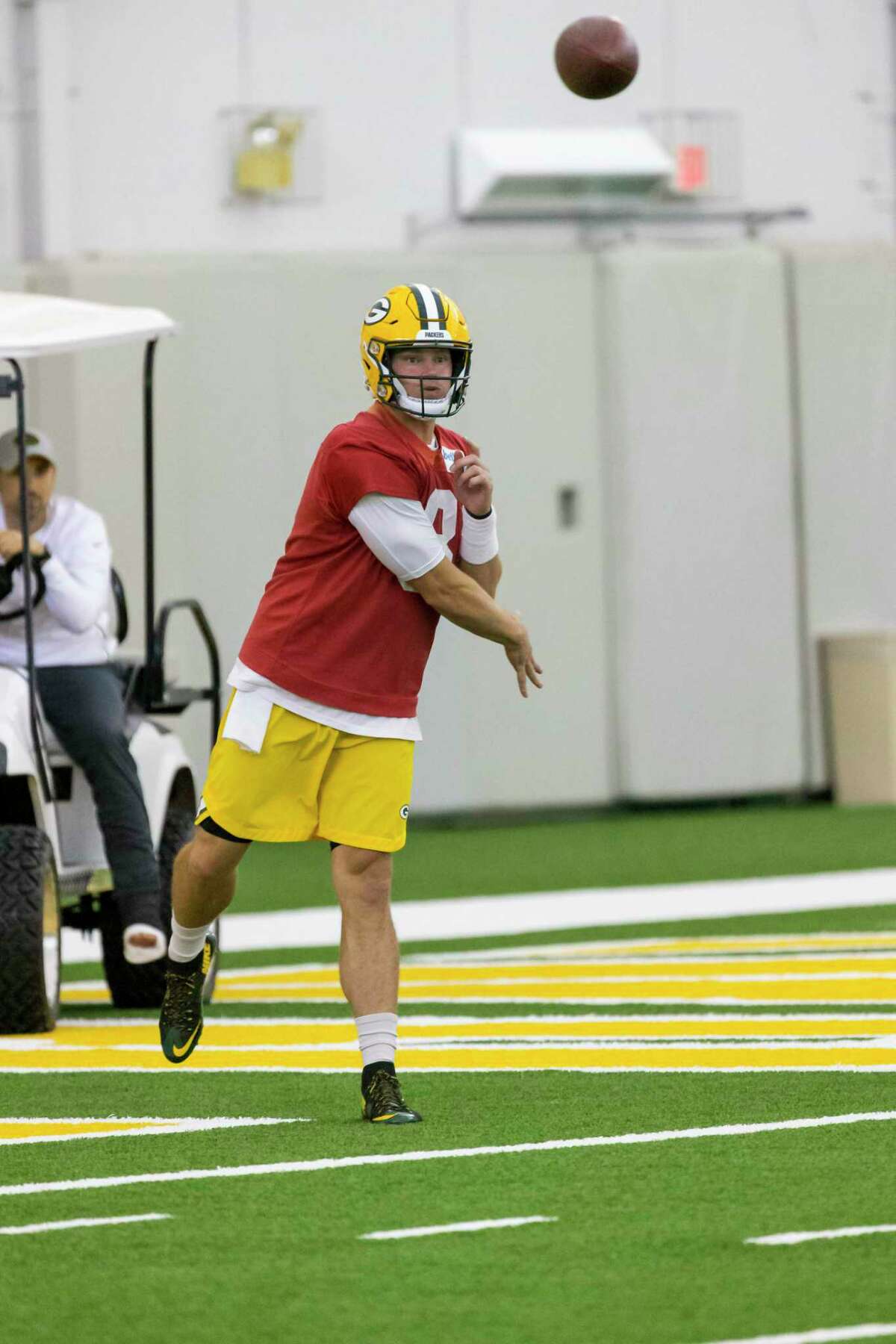 Green Bay Packers Tim Boyle throws during NFL football minicamp practice earlier this month in Green Bay, Wis.