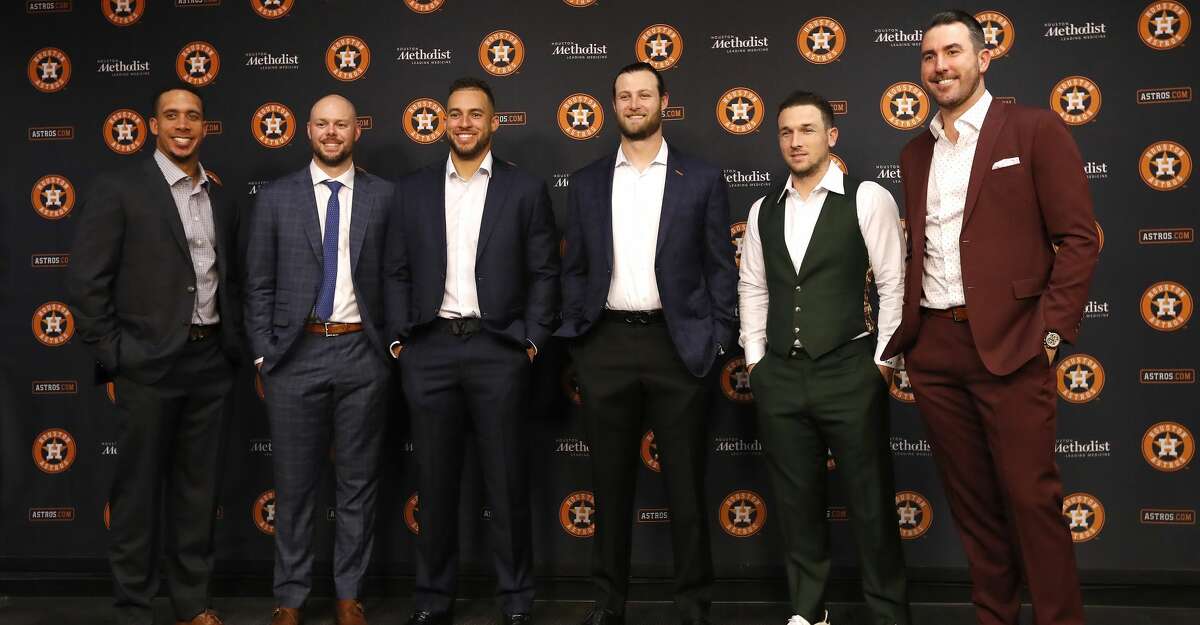 PHOTOS: Astros game-by-game Members of the Houston Astros that were named to the 2019 American League All-Star team, get their photos taken before leaving for Colorado, at Minute Maid Park, Sunday, June 30, 2019, in Houston. From left: Michael Brantley, Ryan Pressly, George Springer, Gerrit Cole, Alex Bregman, and Justin Verlander. The Astros are the only major league team with six players at the All-Star Game. Browse through the photos to see how the Astros have fared in each game this season.