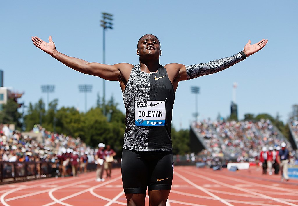 Prefontaine track meet Christian Coleman beats Justin Gatlin in 100 meters