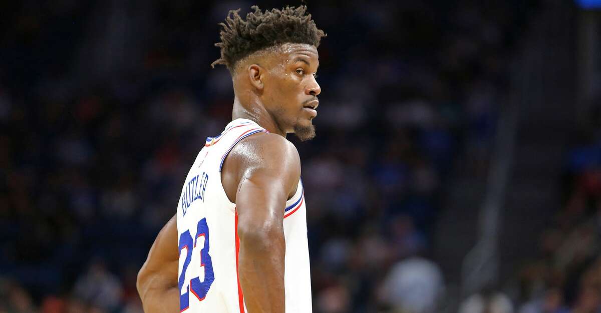 ORLANDO, FL - NOVEMBER 14: Jimmy Butler #23 of the Philadelphia 76ers is seen during a NBA game against the Orlando Magic at Amway Center on November 14, 2018 in Orlando, Florida. NOTE TO USER: User expressly acknowledges and agrees that, by downloading and or using this photograph, User is consenting to the terms and conditions of the Getty Images License Agreement. (Photo by Alex Menendez/Getty Images)