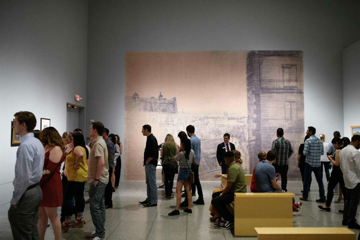 The MFAH filled out large galleries with mural reproductions.