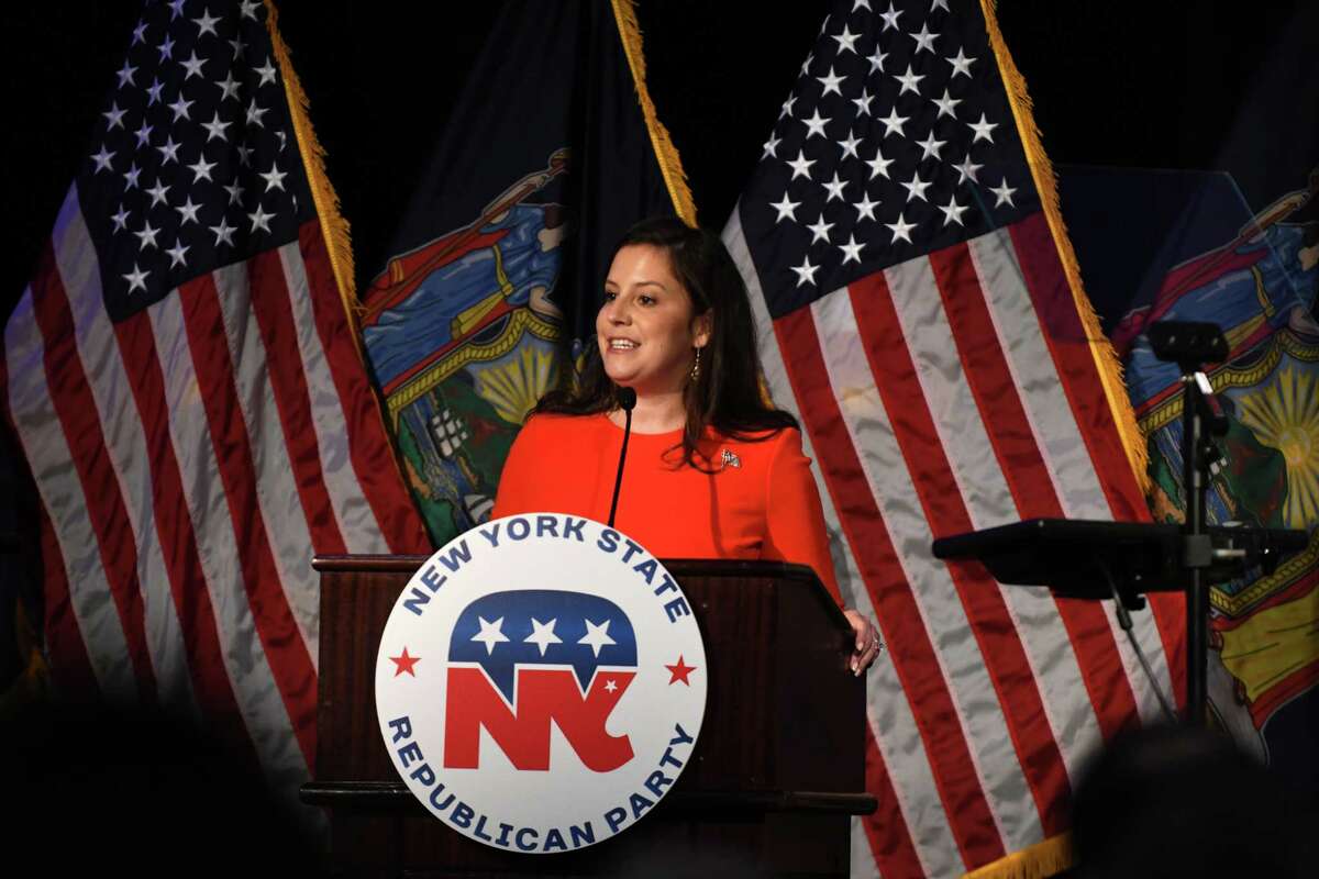 U.S. Rep. Elise Stefanik speaks during the annual New York Sate Republican reorganizational meeting on Monday, July 1, 2019, at the Marriott in Colonie, N.Y. (Will Waldron/Times Union)
